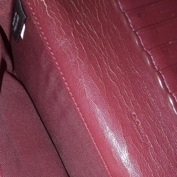 Authentic Vintage Coach New York Long Zipper Wallet Burgundy Wine Bordeaux Plum - Picture 7 of 14